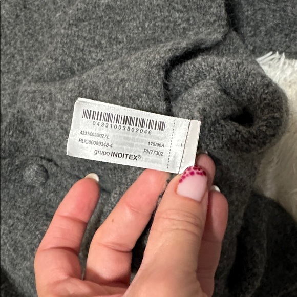 🍁Sweater weather NWOT! Zara Charcoal Peplum Cardigan - Picture 11 of 11